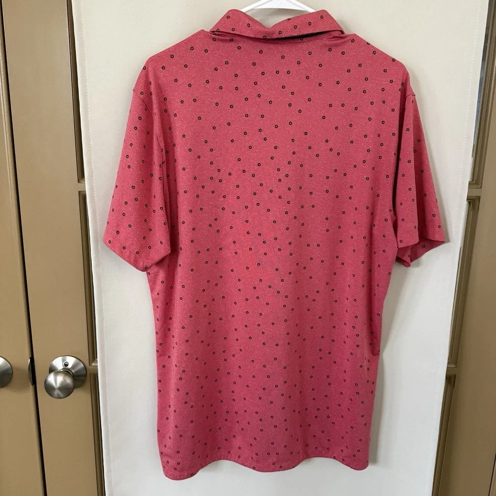 Nike Men's Medium Red Standard Fit Floral Short Sleeve‎ Golf Polo Collared Shirt - Picture 4 of 8